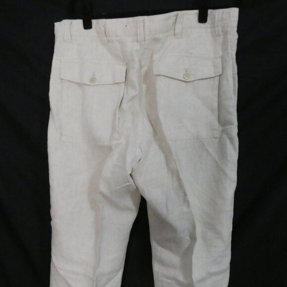 Y2K | OLD NAVY SURPLUS CO. | 36 x 30 | Classic Beige Linen Straight Leg Pants - Picture 13 of 16